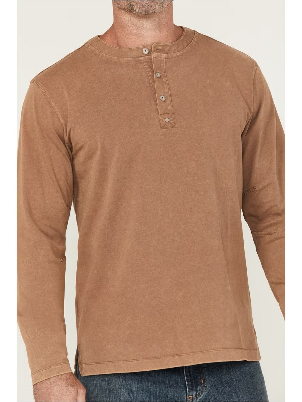 Thorogood Heavyweight Vintage Wash Long Sleeve Henley Shirt Khaki Brown Fall